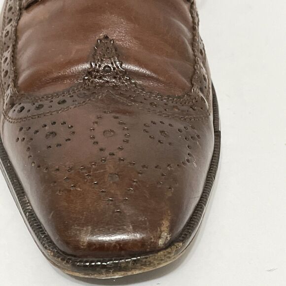 Vintage MAXIMO MIRELLA Brown Italian Wing Tip Brogues, Size 9M Made in Italy - Picture 3 of 12